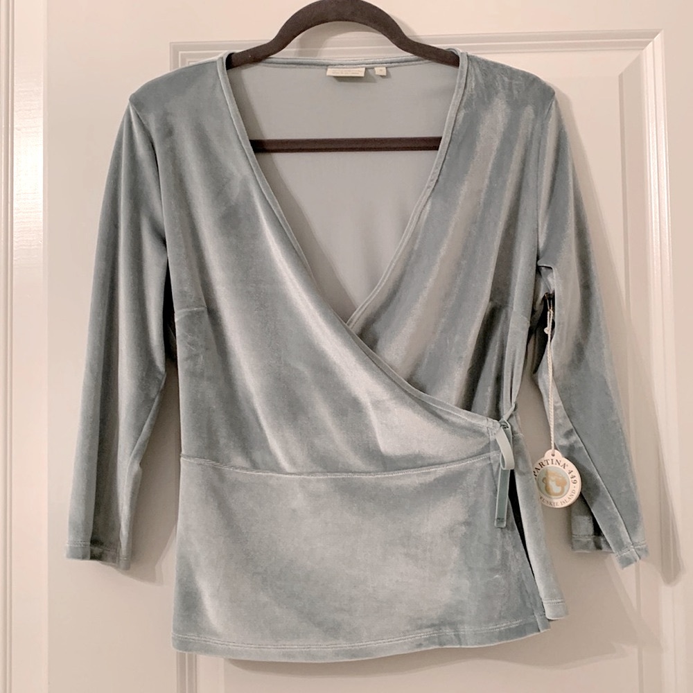 NWT Women’s Spartina 449 Velvet 3/4 Sleeve Wrap Top Sz S
